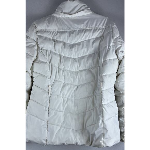 US Polo Association White Sz L Puffer Full Zip Snap blue Embroidered Pony Coat - Picture 3 of 11